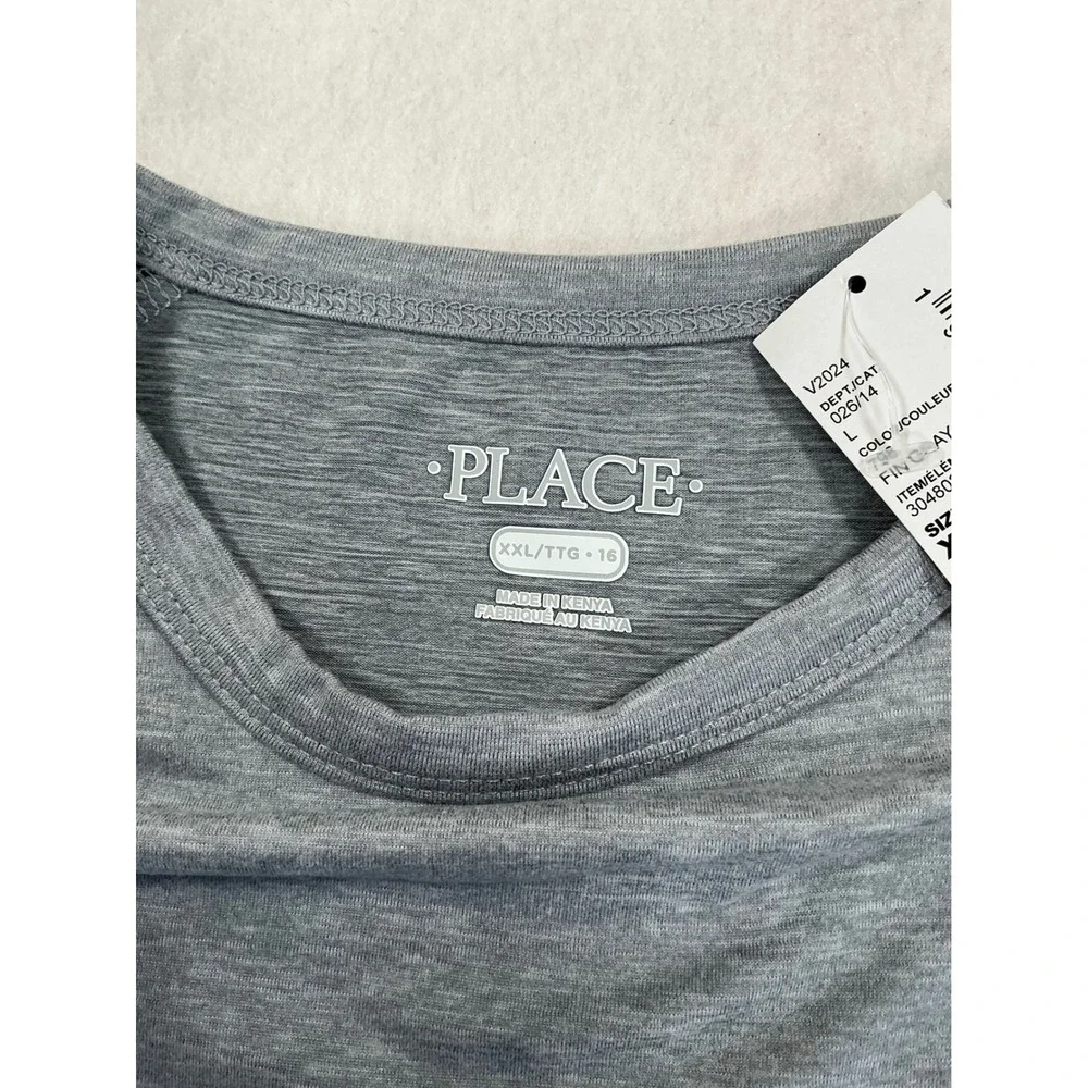 The Childrens Place Boys XXL 16 Gray Long Sleeve Performance Raglan Shirt NWT